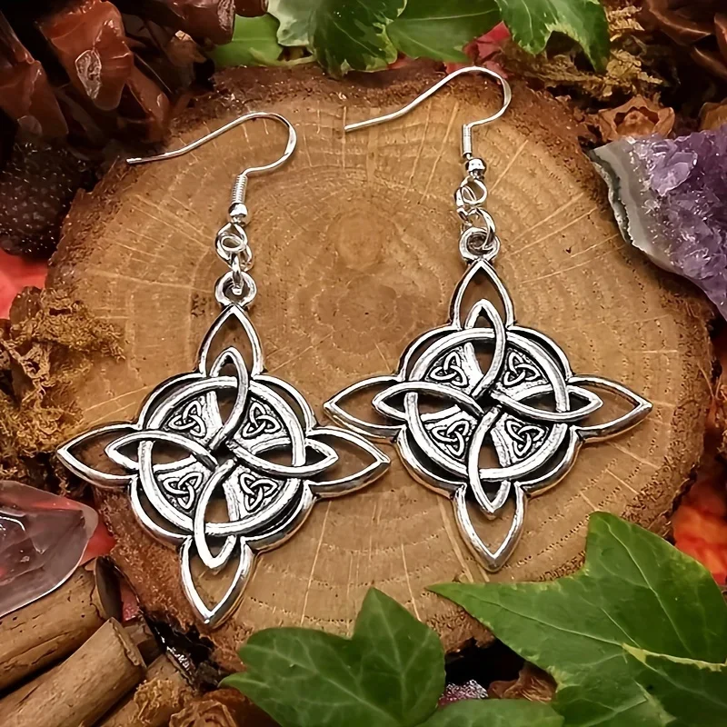 Vintage Witch Knot Earrings Magic Knot Pagan Wicca Symbol Earring for Men Women Celtic Knot Jewelry Gifts