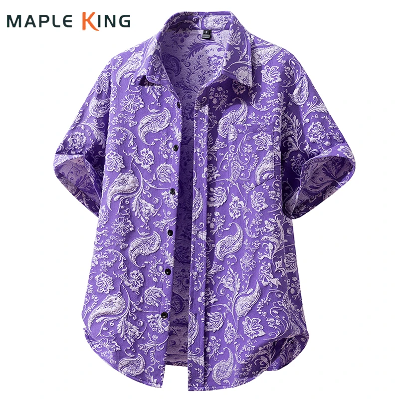 

Mans Jacquard Floral Shirts Tops for Summer Short Sleeve Camisas Hawaianas De Hombre Vintage Casual Elegant Loose Beach Shirt