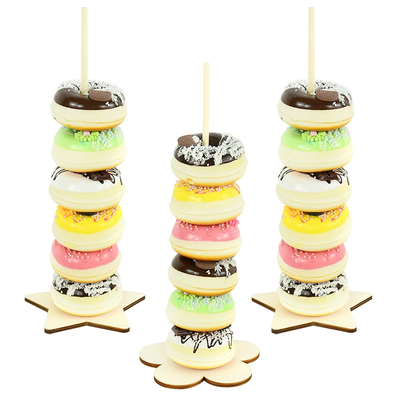 1pcs Wooden Donut Stand DIY Display Craft Donut Stand Wedding Baby Shower Birthday Party dessert Decoration Bagel Display Stand