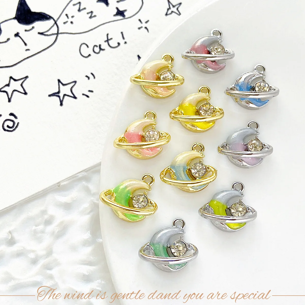 

10pcs Hot Starry Sky Jewelry Pendants Golden Color Moon Hollow Necklace Earrings Pendant Connectors Diy Jewelry Making Findings