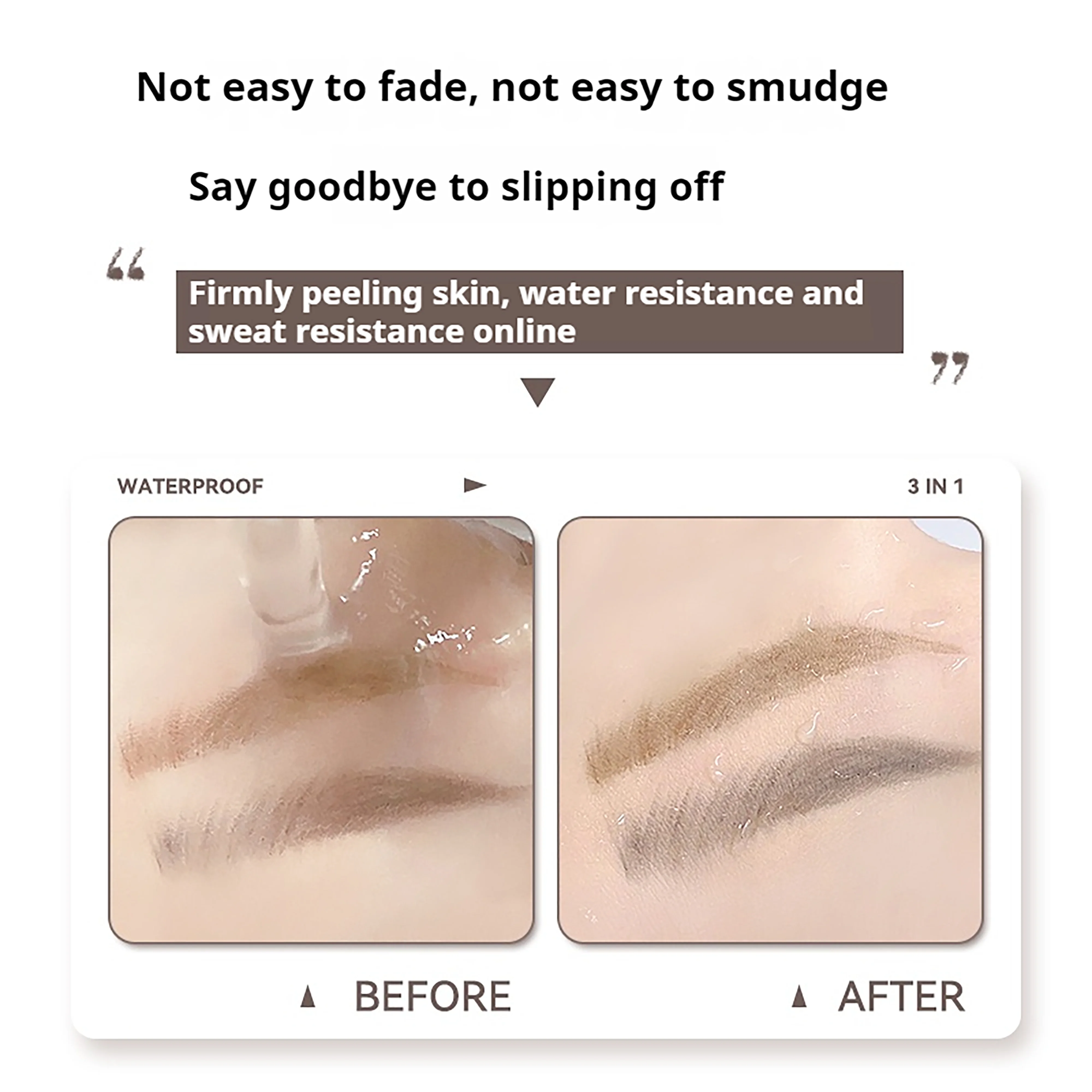 NOVO Polvere per sopracciglia tricolore impermeabile e resistente al sudore per l'uso quotidiano, riunioni e celebrazioni di Capodanno.