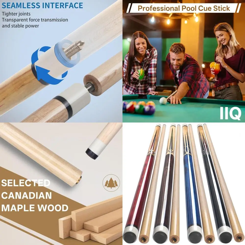 

Canadian Maple Wood Pool Cues, 58 Adult Billiard Stick Set, IIQ Brand