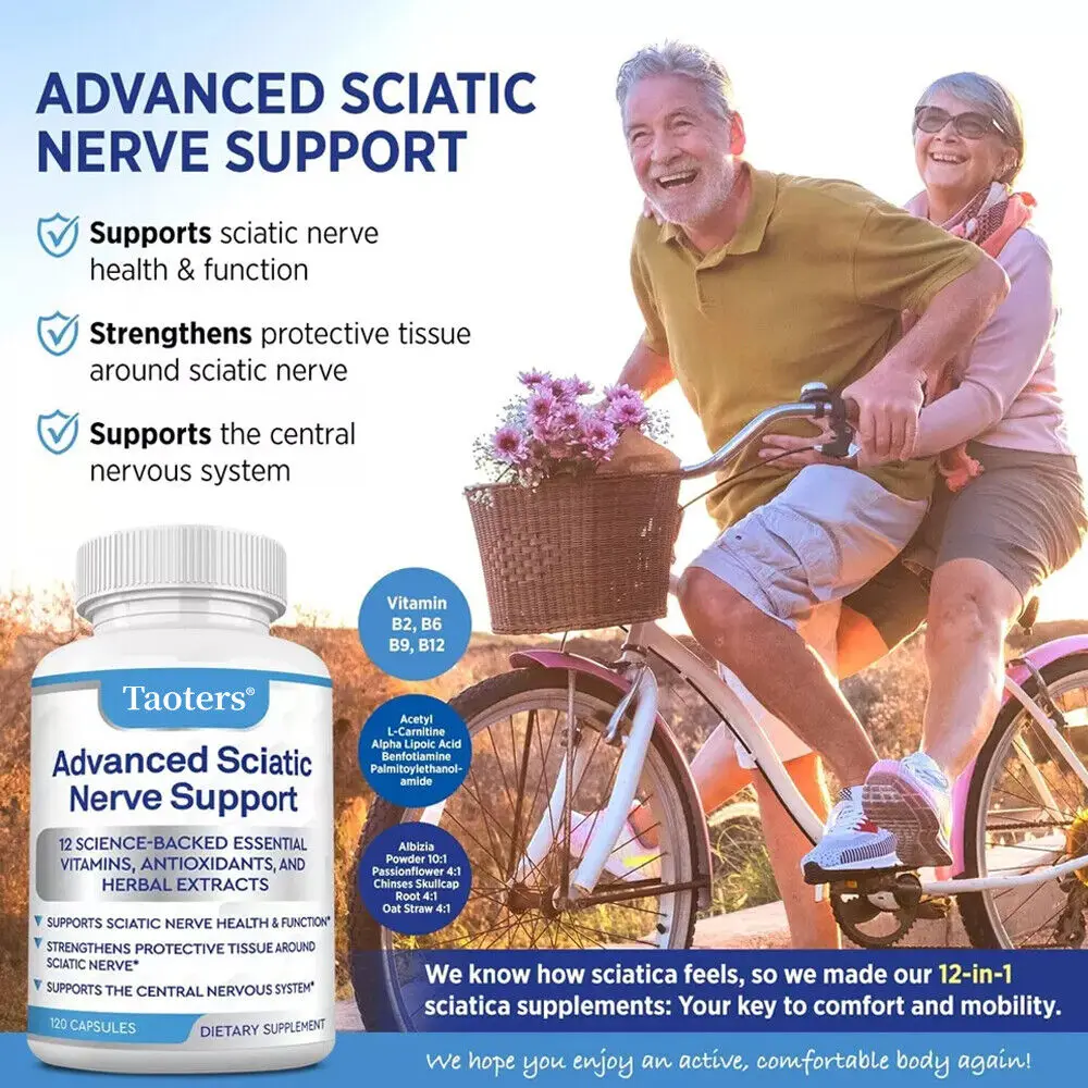 Sciatic Nerve Supplements - Relieve Bone Pain, Stiffness, Improve Circulation, Nerves and Overall Health To Restore Mobility