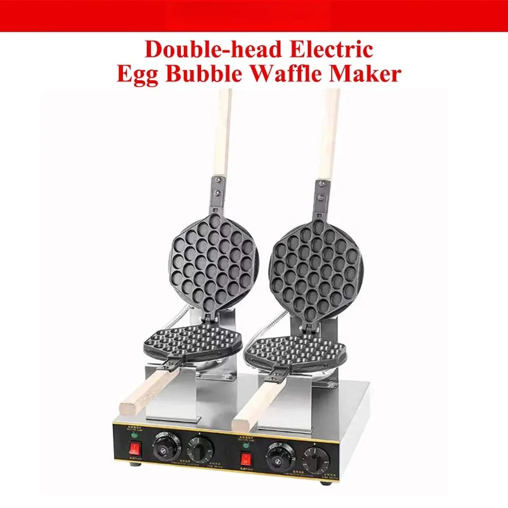 Double-head       Bubble Waffle Maker 1.4KW Non-Stick Snack Machine with Timing Function    nest size 3*2.5cm