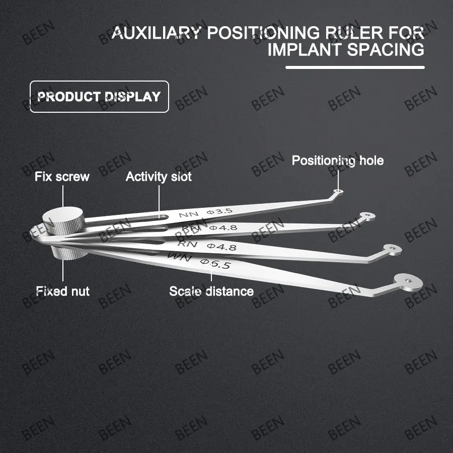 Calibradores de implantes dentales 8-12, regla de planificación de posicionamiento ajustable, Regla de medición Interdental, regla de diagnóstico de