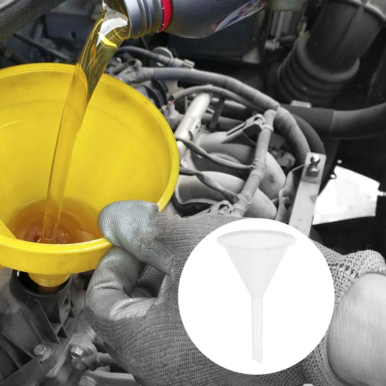 5Pcs 60Ml Clear White Plastic Funnel Set for Automotive Fluids Gas Additives Power Steering Trans Fluid Sas Oil Water Easy
