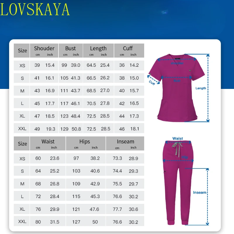 2024 frosted suit short sleeved top+long pants nursing suit women's pet store doctor frosted medical and surgical work suit set