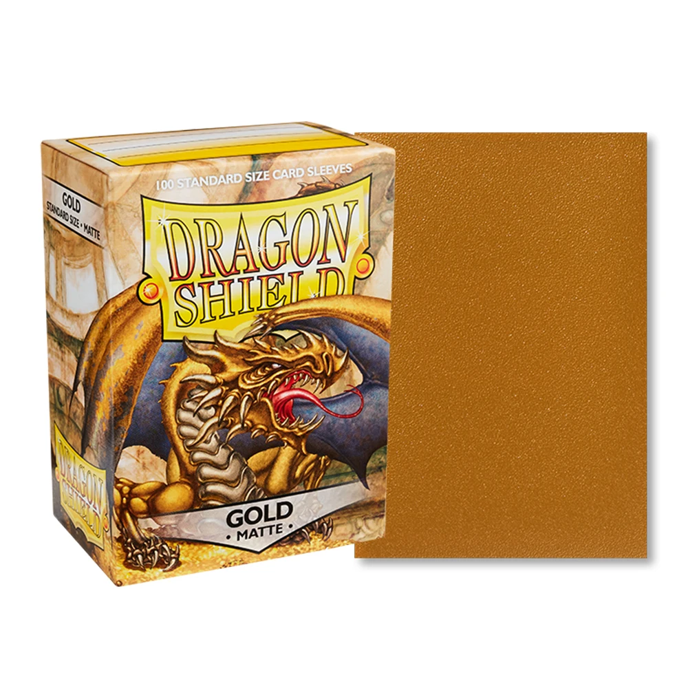 

Матовые золотые чехлы для карт стандартного размера Dragon Shield 100 карат (размер 66x91 мм/2,6x3,58 дюйма) — совместимые с картами Magic и TCG OCG
