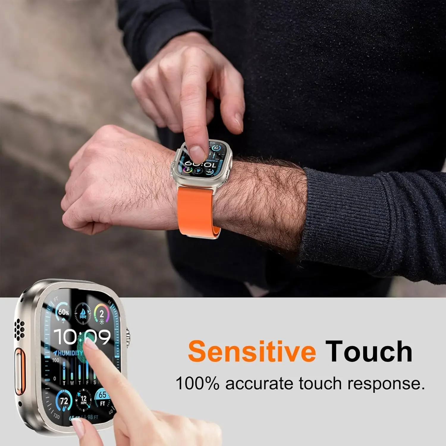 Titanium Alloy Frame Case Cover Screen Protector for Apple Watch Ultra 3 2 1 49mm Tempered Glass for iWatch Ultra 3/2/1 Shell