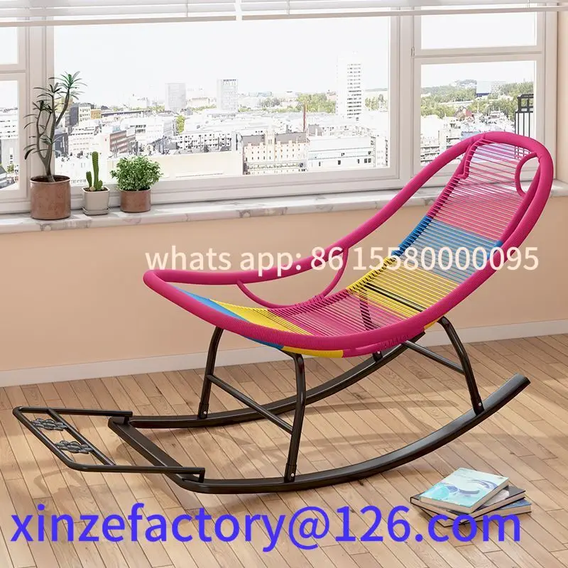 

Customizable Rocking Recliner Garden Chair Widened Rocking Recliner Rattan Rainbow Rocking Chair Home Living Room Leisure Reclin