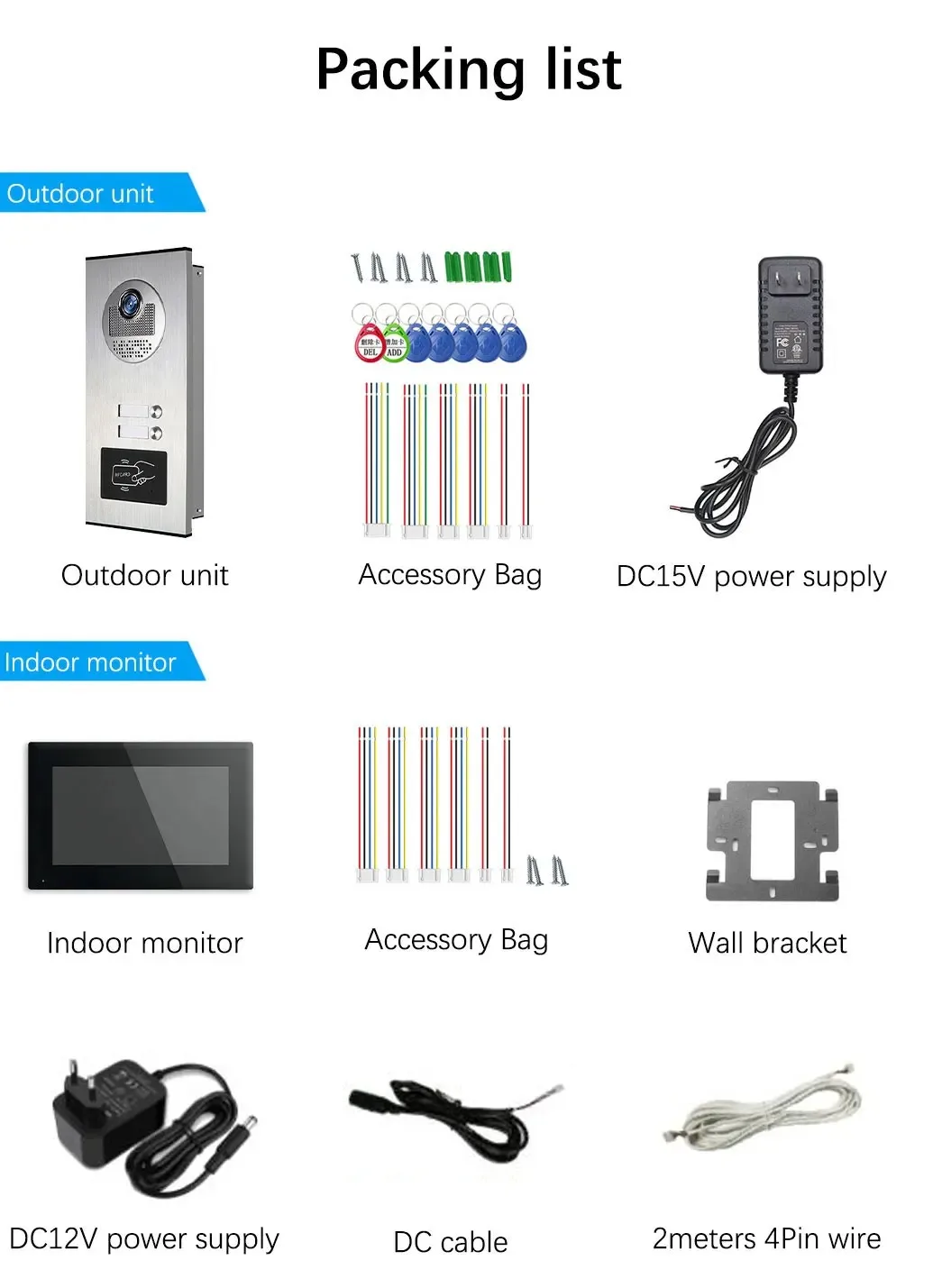 ANJIELO 7-inch 2/3/4/6/8/10/12-unit multi-unit doorbell video intercom system 1080P display Tuya smart video doorbell