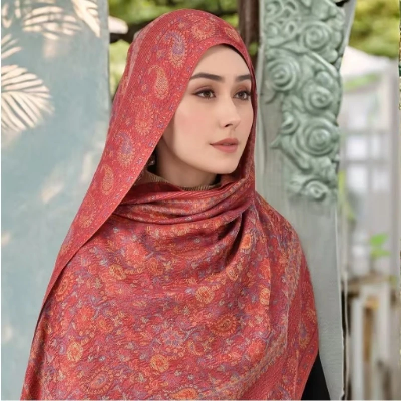 

Fashion Design Retro Cashew Jacquard Women's Shawl Printed Tassel Scarf Muslim Hijab Female Winter Warm Neck Wrap Ladies Autumn