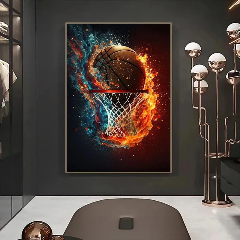 Nordic Colorful Sport Basketball Posters Prints Canvas Painting Sports Wall Art Picture for Kid Teen Boys Gift Room Gym Decor