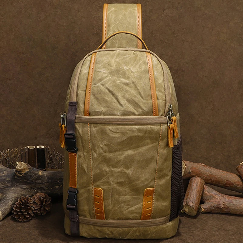 

2025 new canvas multifunctional diagonal cross bag chest bag inner compartment camera bag photography bag DSLR camera bag