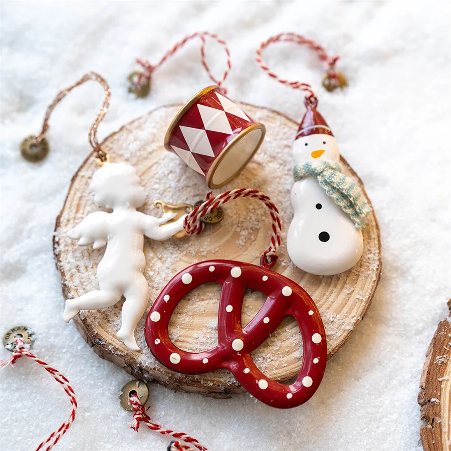 Metal Hand Painted Hanging Christmas Tree Decoration, Holiday Gift, Hand Painted