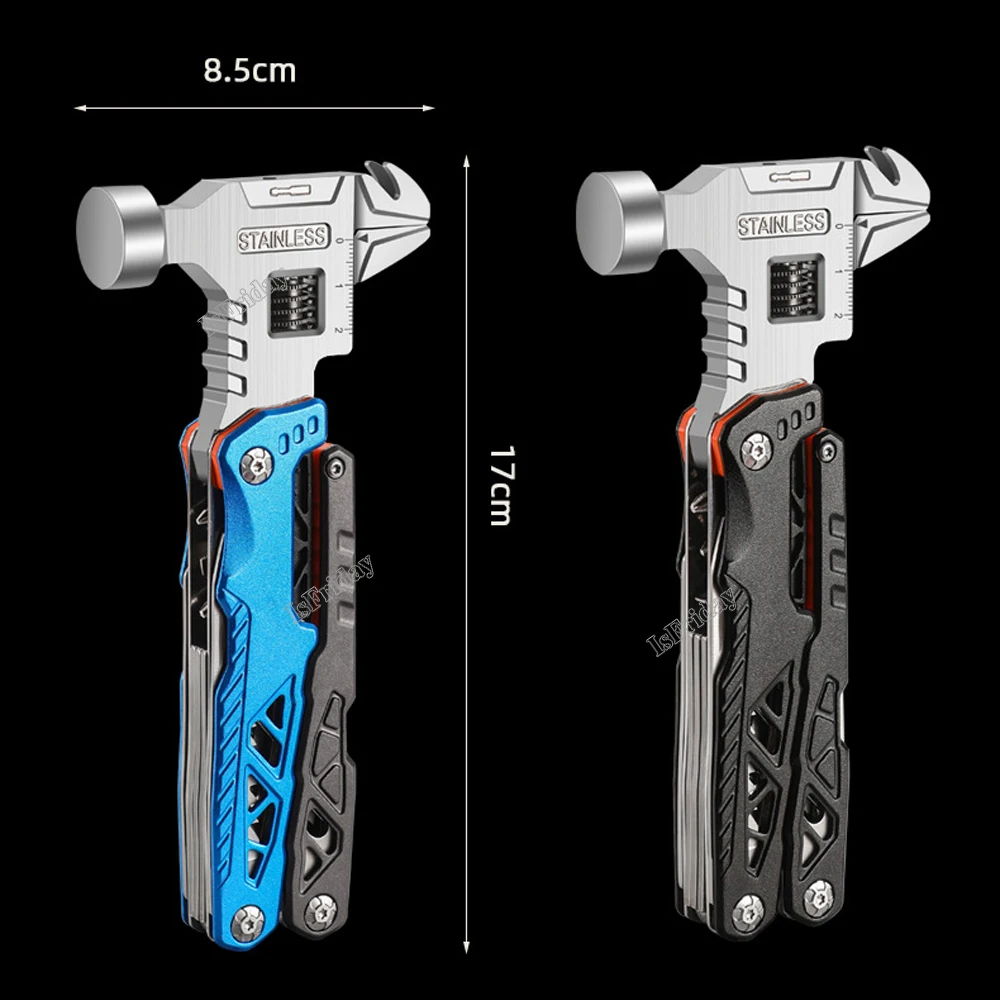 Universal Folding Pliers Hammer Outdoor Camping Multifunctional Round Head Hammer Stainless Steel Folding Nail Hammer Pliers