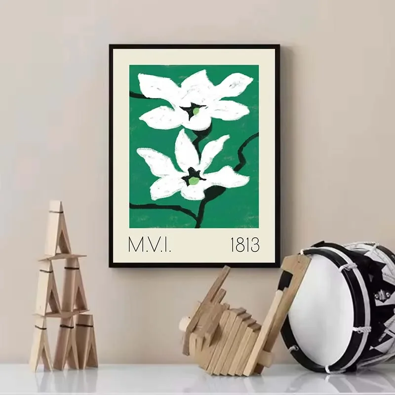 1pc frameless Canvas Painting Watercolor Woman Flower Poster Abstract Fresh Green Art Print Canvas Painting Modern Wall Art Pict
