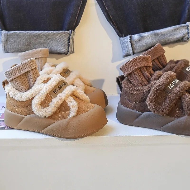 

Зимняя детская обувь2025 Новая детская обувь на плоской подошве в стиле ретро, повседневная детская теплая нескользящая удобная мужская и женская универсальная школьная обувь для девочек