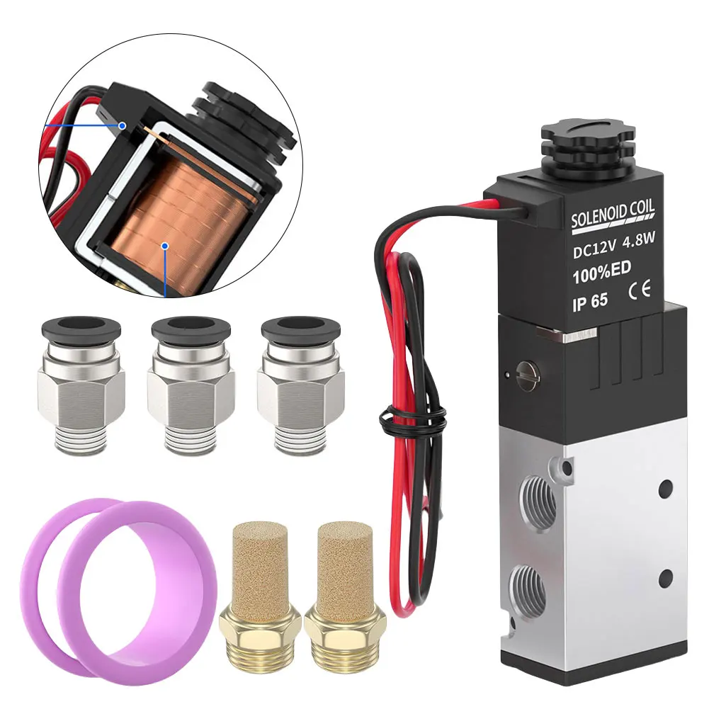 

Электромагнитный клапан DC12V, 2-позиционный, 5-ходовой, со встроенной фильтрацией для надежной работы в пневматических системах