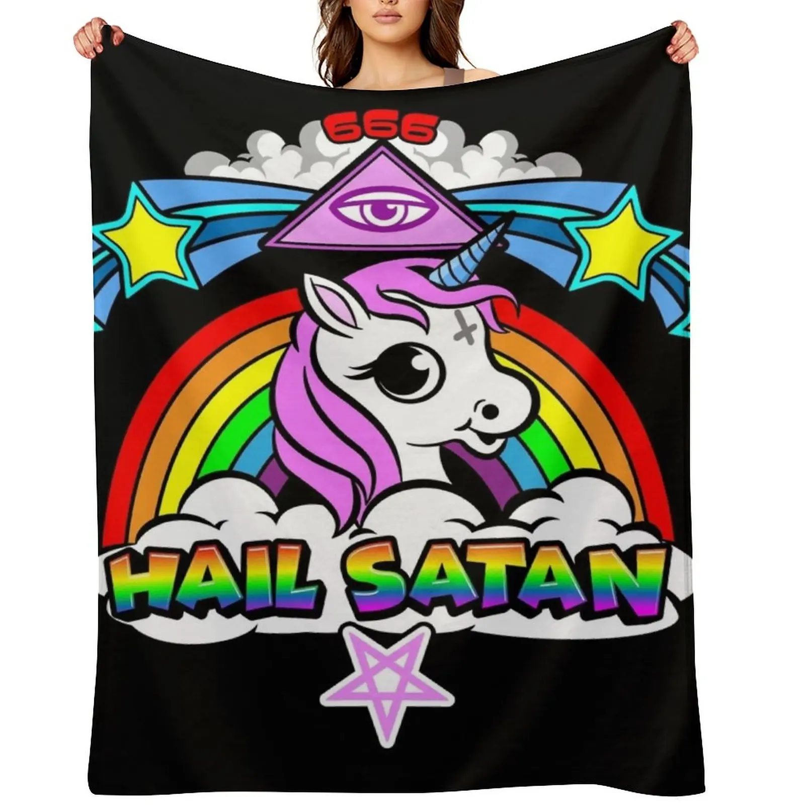 

HAIL SATAN Throw Blanket Multi-Purpose Extra Large Throw Sofa Throw Designers Blankets