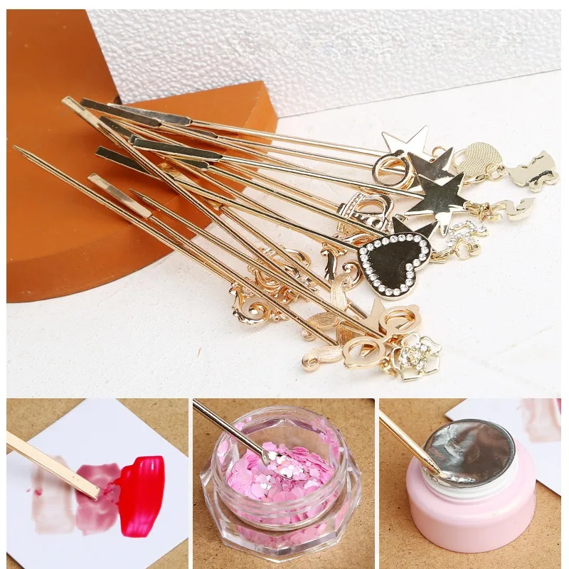 Crown Beard Zircon Stirring Rod Stick Needle Color Mixing UV Gel Polish Spoon Acrylic Nail Glue Picker Nail Art Dotting Tool