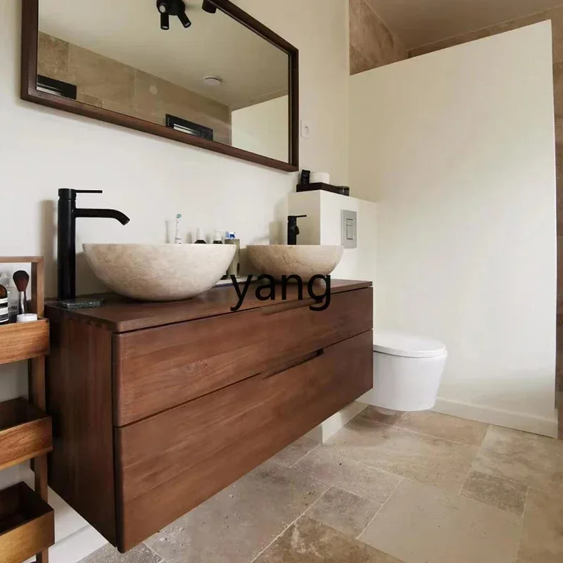 LTT antique bathroom cabinet combination wooden countertop ceramic washbasin cabinet