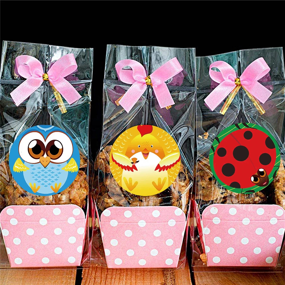 100-500 피스 만화 동물 스티커 8 디자인 1 인치 씰링 라벨 스티커 교사를 위한 문구 스티커, 어린이 문구류