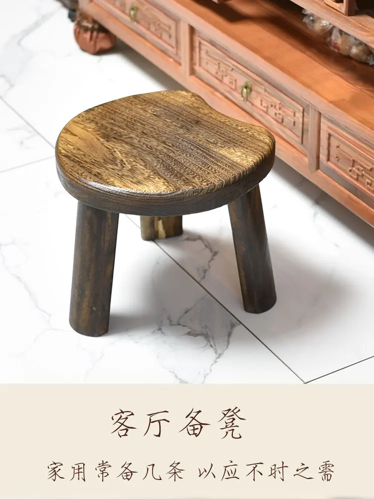 Solid wood small round stool home retro creative tea table low stool wooden bench small stool tatami wooden stool