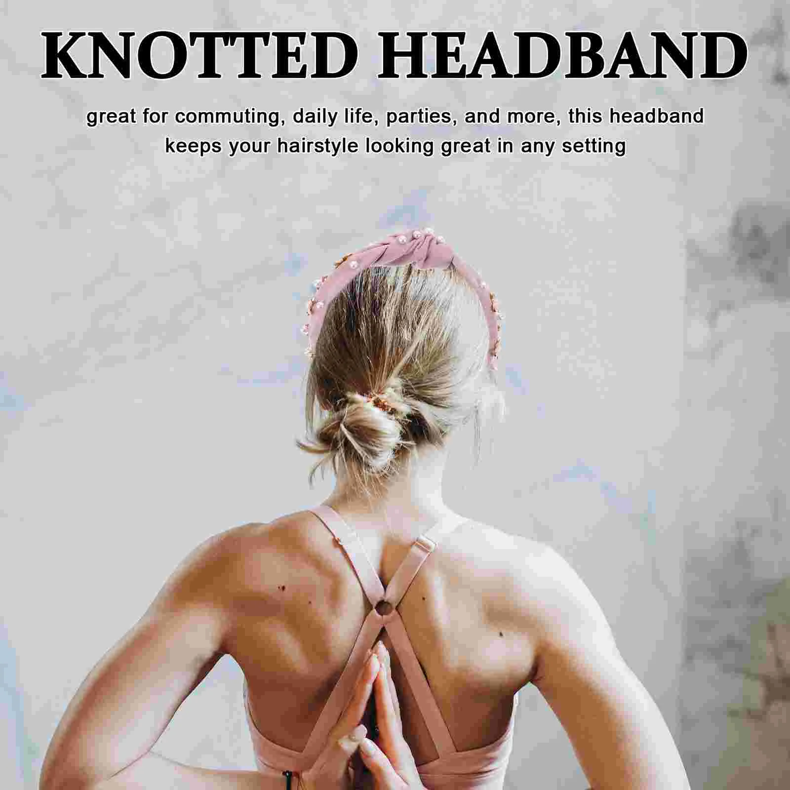 Pearl Knotted Headband for Girls Fake Female Hair Decoration Hairband Ornament Imitated Woven