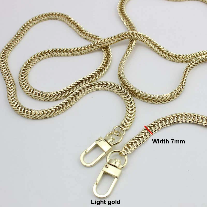 100-130cm Silver, Gold 7mm Metal Chains Shoulder Straps for Small Handbags Purses Bags Strap Replacement DIY Handle Accessories