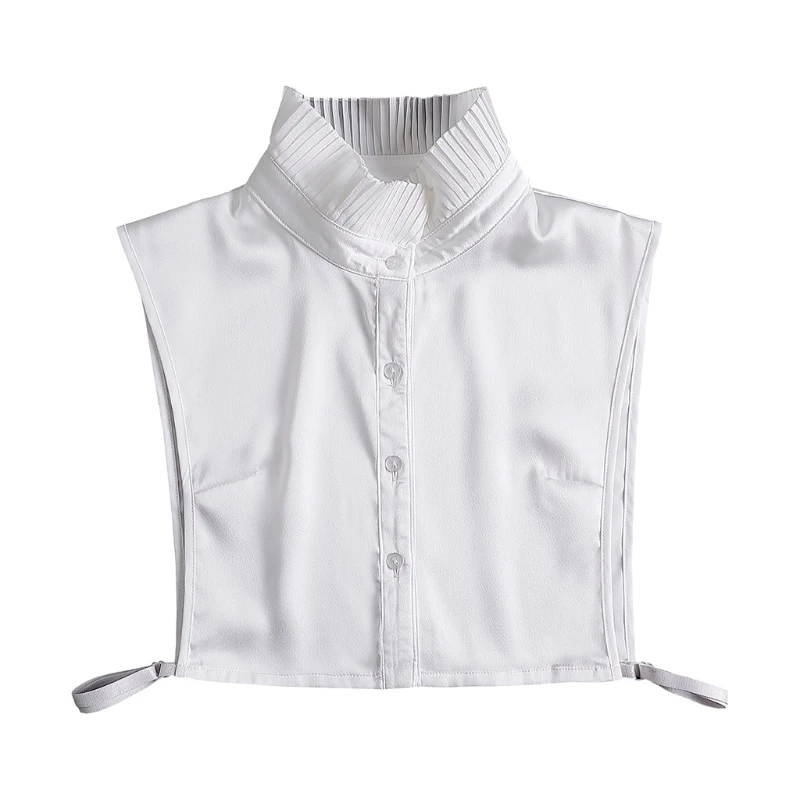 

Women Simple Stand-Up False Collar Dickey High Neck White Half Shirt Top N58F