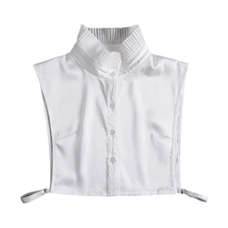 Women Simple Stand-Up False Collar Dickey High Neck White Half Shirt Top N58F