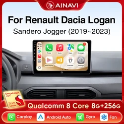 Ainavi Car Radio For Renault Dacia Logan Sandero Jogger 2019 2020 2021 2022 2023 Wireless Carplay Android Auto 4G Car Multimedia
