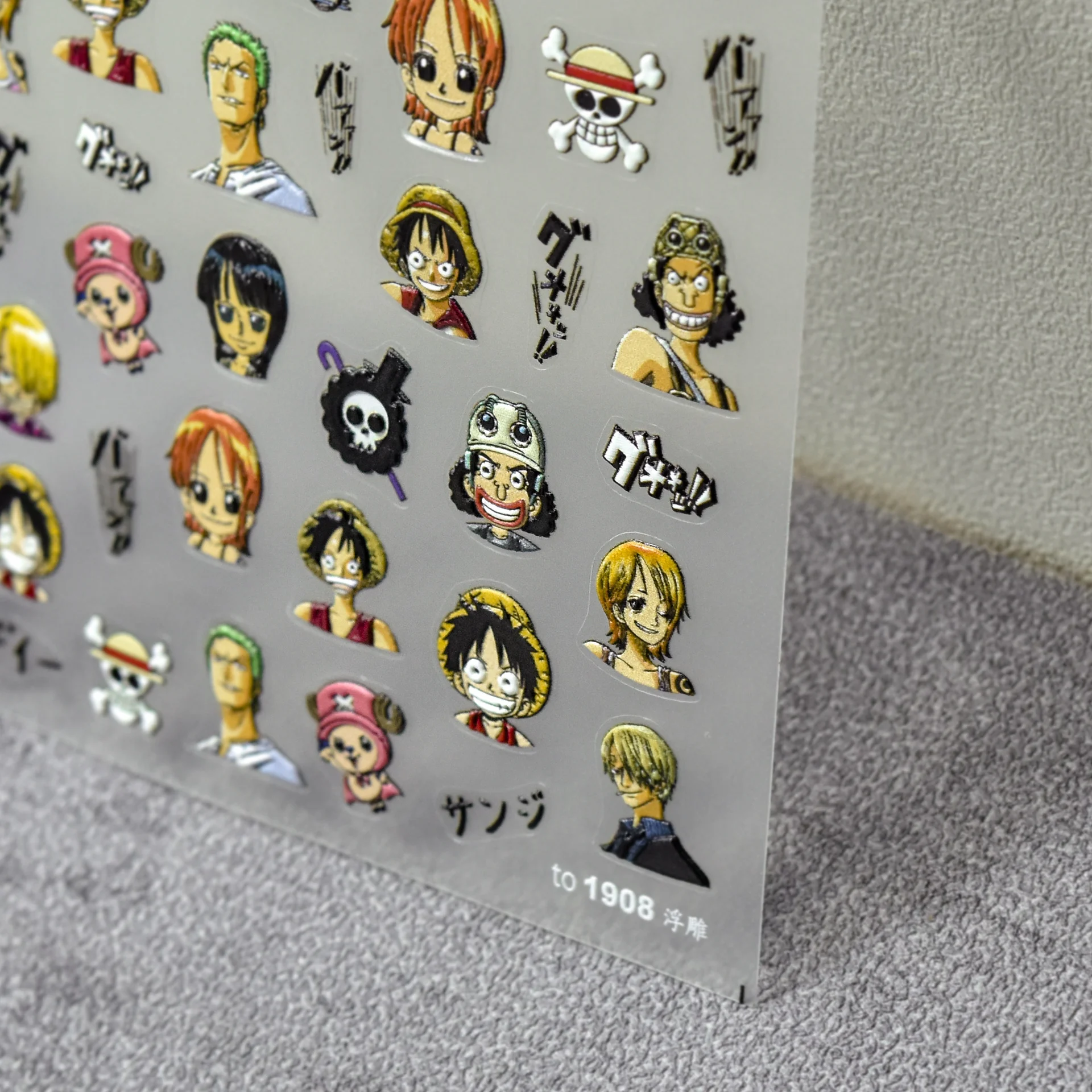 Nail Art Zoro One Piece - 1PCS 5D 원피스 네일 스티커 밀짚모자