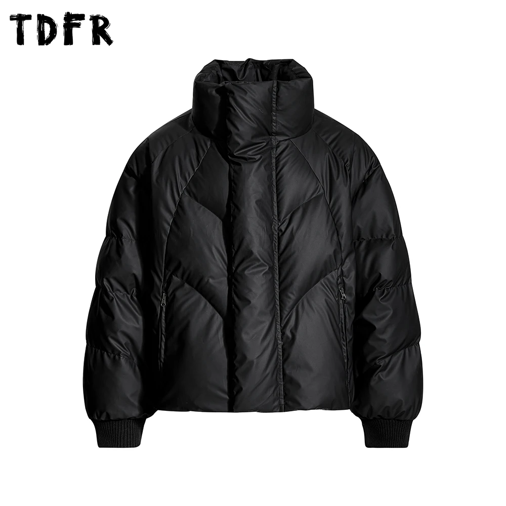 

Сплошной цвет, мужская однотонная зимняя толстая повседневная свободная куртка с воротником-стойкой и длинным рукавом, стеганая мужская куртка с завязками и подолом