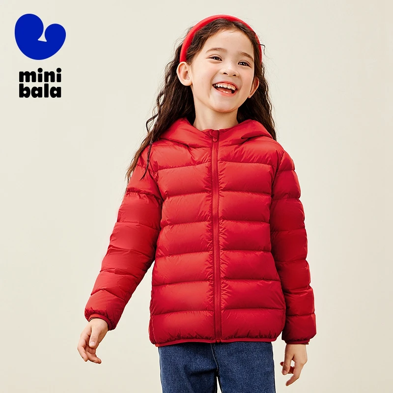 Mini Bala Thickened Warm Hooded Down Jacket for Boys and Girls Baby Stand Collar Down Jacket Outerwear