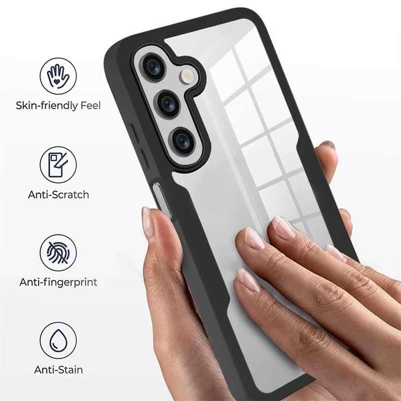 حافظة فاخرة 360 كاملة مضادة للصدمات لهاتف سامسونج جالاكسي A15 A25 A35 A55 5G A05 A05S 4G غطاء خلفي شفاف مع حماية الشاشة Funda