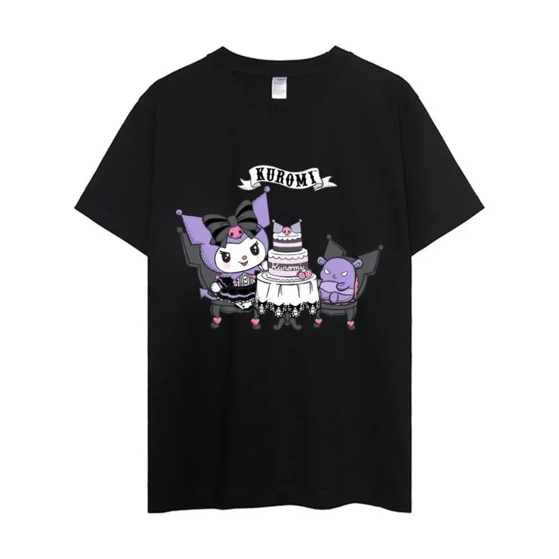 MINISO Sanrio Kuromi T Shirt Women Couple Combination Clothes Short Sleeve Collar Fashion Man Cotton