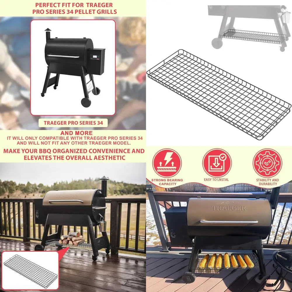 

Wood Pellet Grill Storage Shelf, Bottom Rack for Pro Series 34, Black Powder Coated Steel