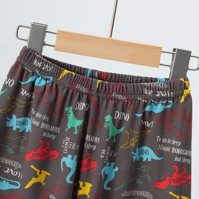 2 قطعة الصيف الأطفال متعة المطبوعة السراويل قصيرة الأكمام دعوى الصبي الملونة ديناصور أعلى فتاة حلوة وجميلة مرونة الخصر قصيرة #5