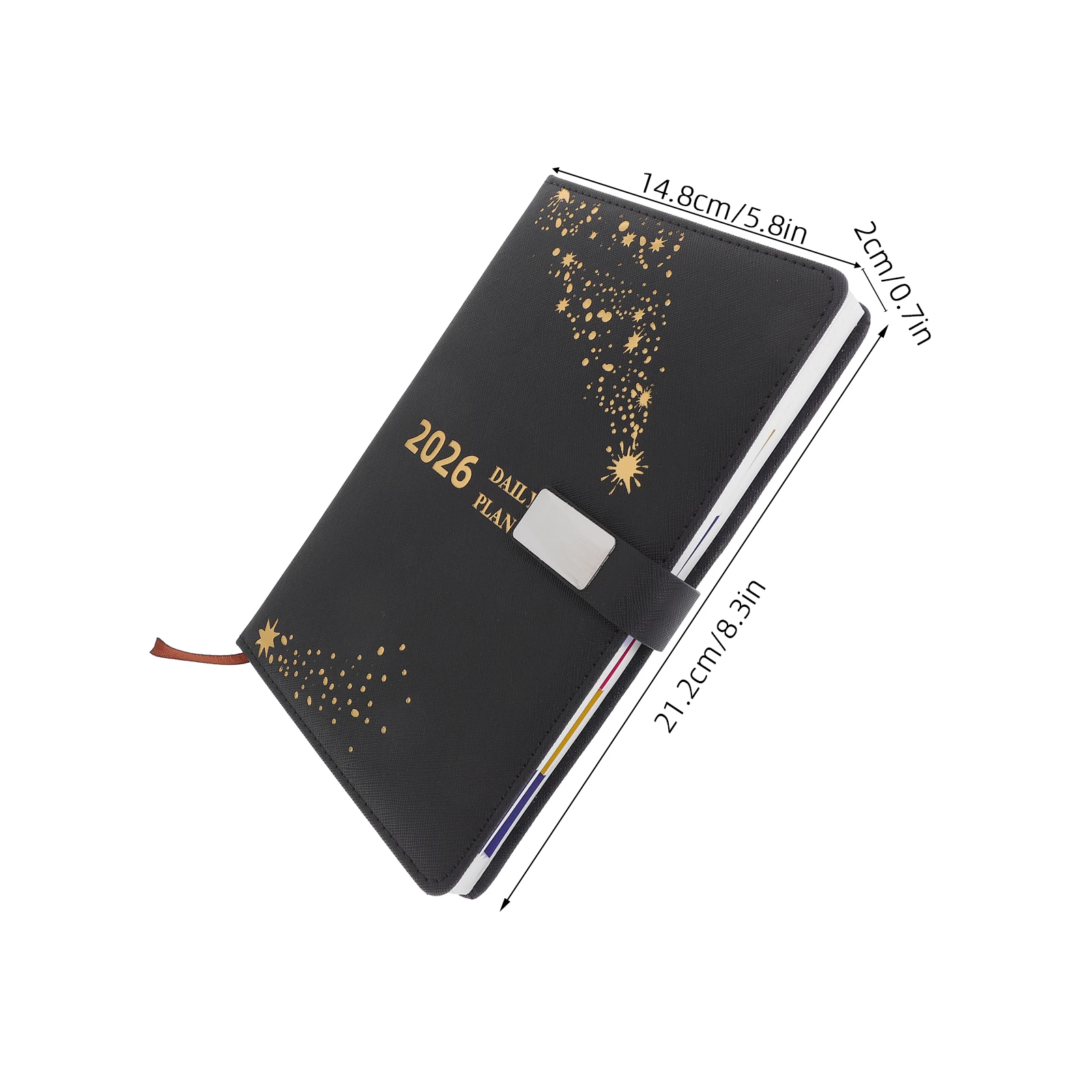 2026 Daily Planner A5 Size PU Cover Monthly Bookmark Portable Notebook Schedule Book Journal Yearly Diary Weekly Planner