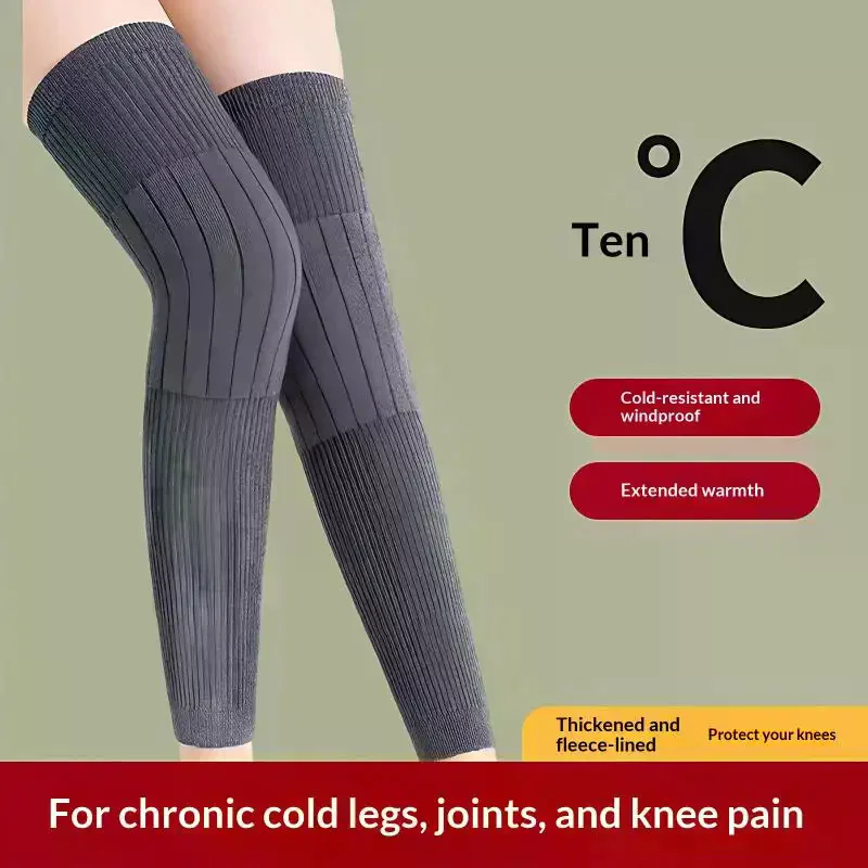 1 Pair Thick Warm Wool Kneepad Leg Guard Cashmere Knee Protector Windproof Coldproof Leg Warmers Women Men KneeCap Leg Sleeves