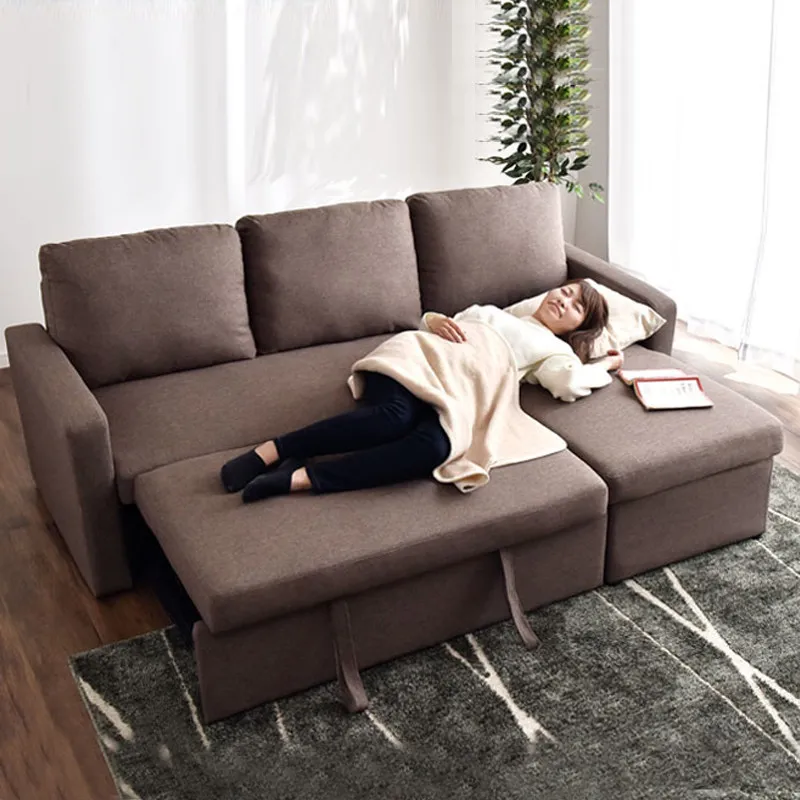 Retractable dual-purpose sofa Japanese-style small apartment rental house living room multi-functional storage latex