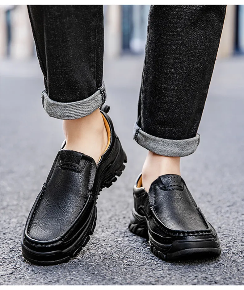 Neue handgefertigte Lederschuhe für Herren, Outdoor-Slipper, lässige Herrenschuhe, modische flache Herren-Fahrschuhe, Mokassins, Wanderschuhe – Detail 12