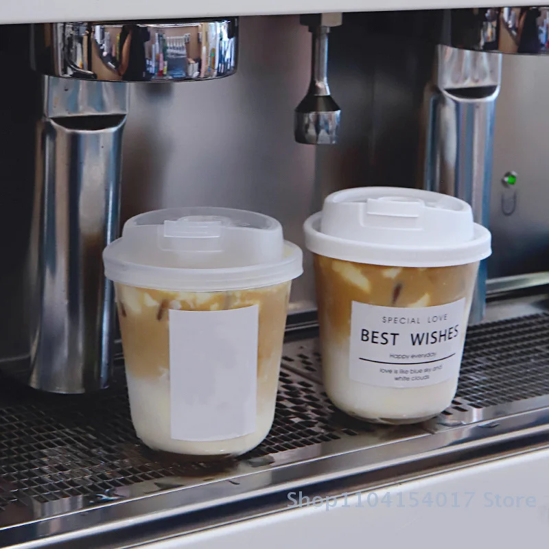 

50 шт. прозрачные кофейные чашки с крышками U-образные одноразовые чашки для горячего напитка, чая с молоком, чашки для напитков на вынос