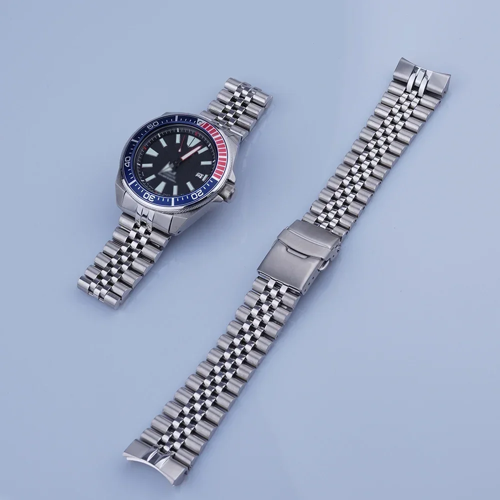 

For Seiko King Samurai Prospex SRPE33 Rolamy 22mm Jubilee Strap Bracelet Solid CurvedEnd Stainless Steel WatchBand