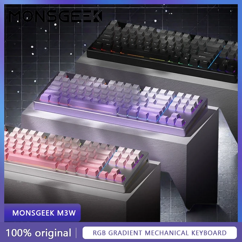 

Monsgeek M3w Customized Mechanical Keyboard Three-mode Aluminum 87 Keys Customized Hot Swap Game Rgb Gradient Change 2.4g