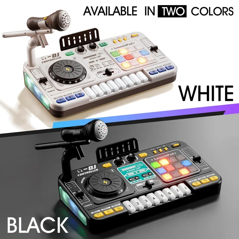 Giocattolo giradischi mixer DJ con microfono Tastiera di simulazione musicale Bluetooth Strumento musicale multifunzione Regalo per bambini Ragazzi