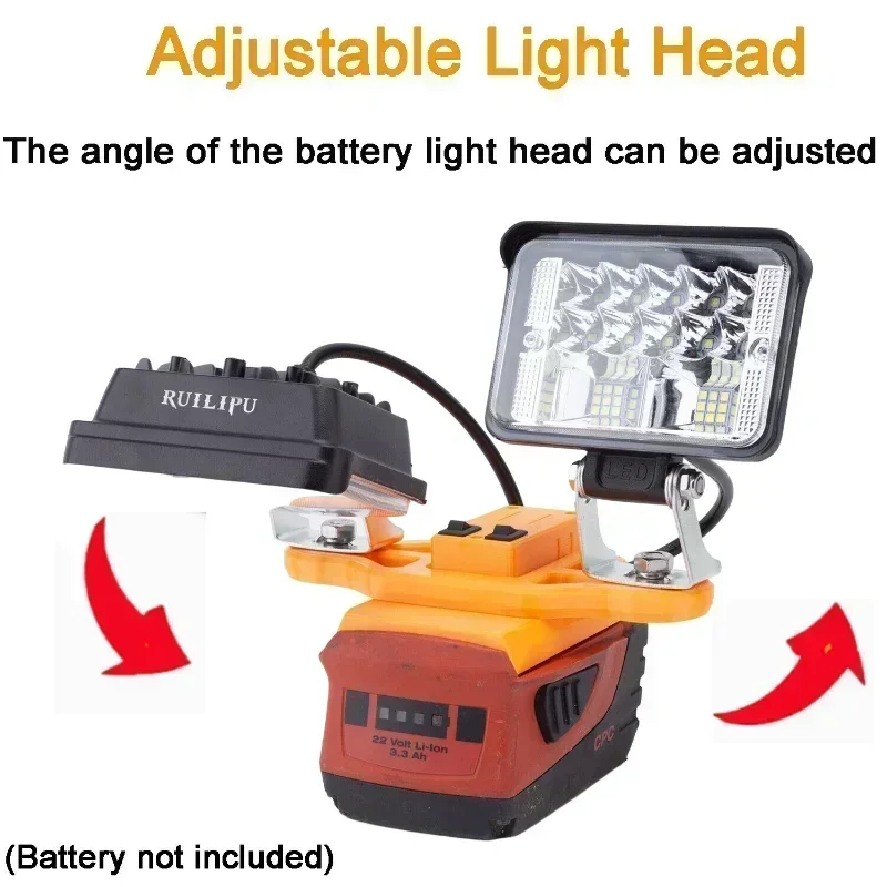 

56W Outdoor LED Work Light For HILTI 22V B22 CPC Volt Lithium Battery w/USB Rechargeable Fast Charge (Not include battery)