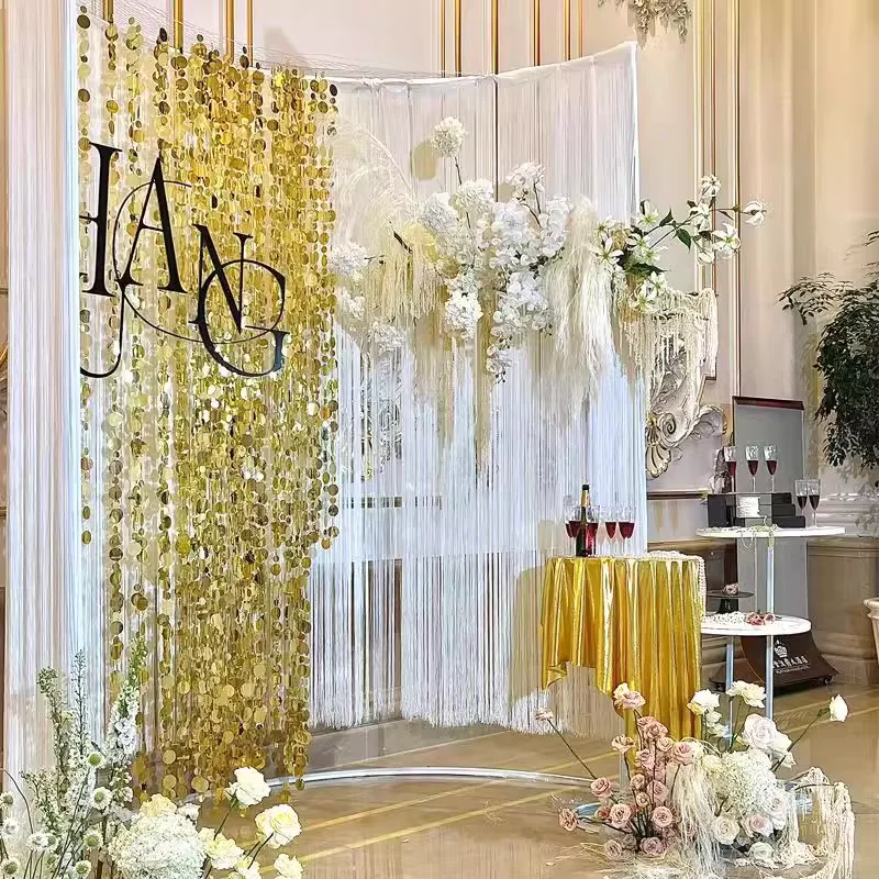 Hochzeits-Halbkreis-Kristallbogen-Hintergrundständer Perlenvorhang Dekorative Bühnen-Party-Requisiten Bogen Geburtstags-Hintergrund Blumenrahmen – Detail 3